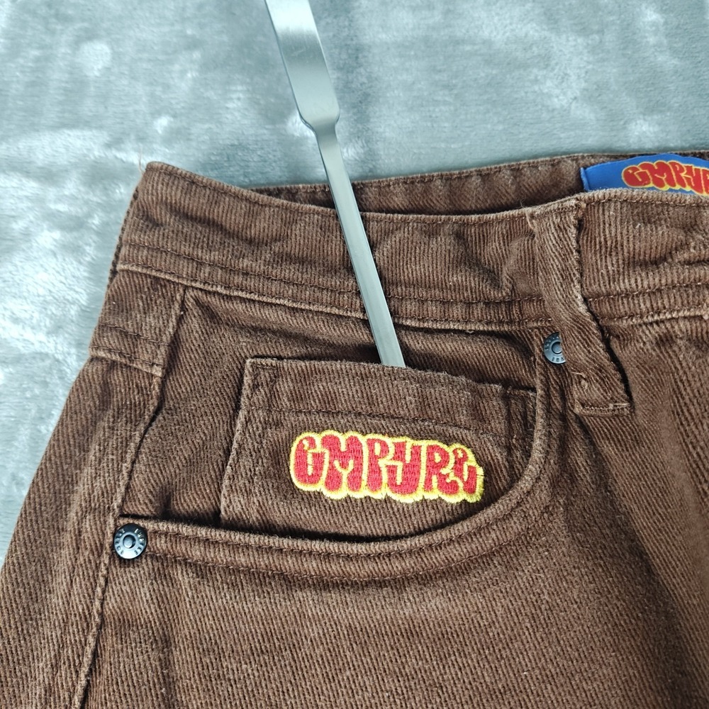 Empyre Jeans Mens 28x25.5 Brown Denim Baggy Skater Wide Leg Y2K Embroidered - Picture 3 of 11